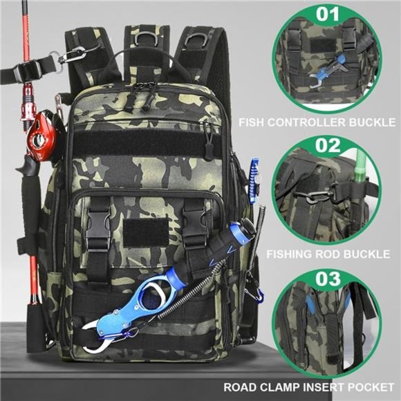 FishingPepo Fishing Backpack Tackle Storage Bag Fishing Gear and Equipment with - Picture 4 of 8